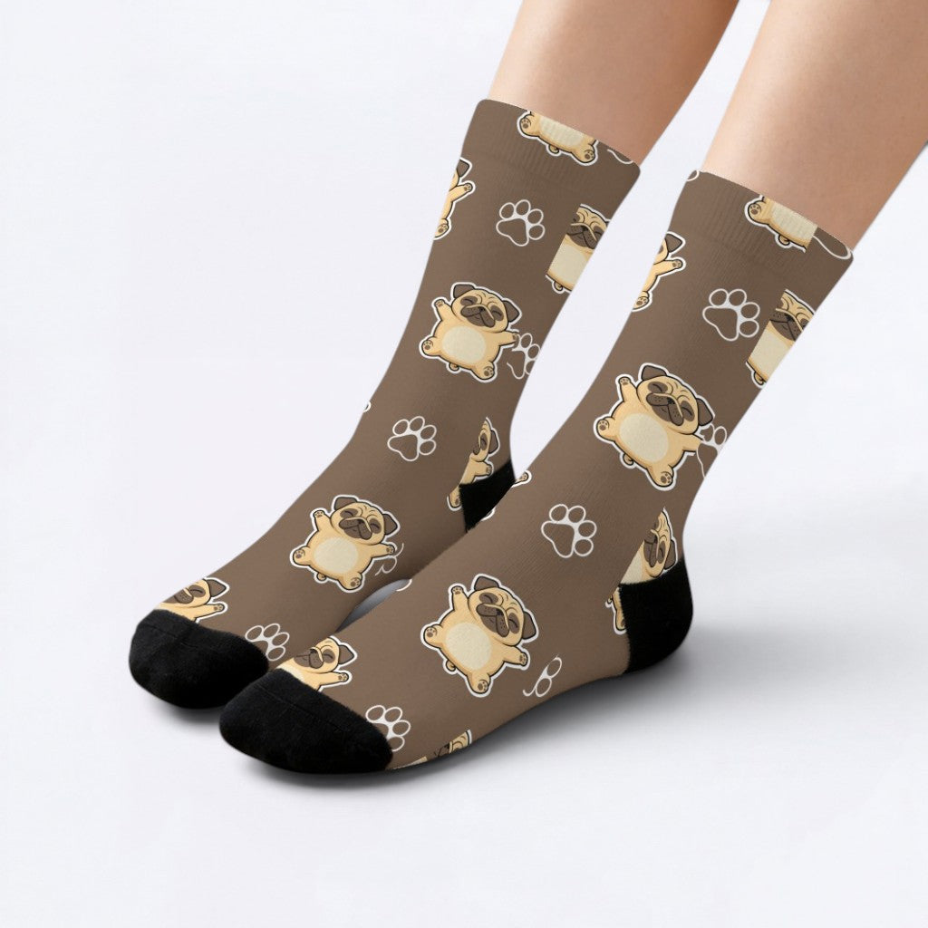Boonie - Funny Pug Socks | Unisex Crew Socks
