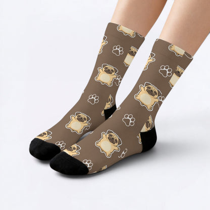 Boonie - Funny Pug Socks | Unisex Crew Socks