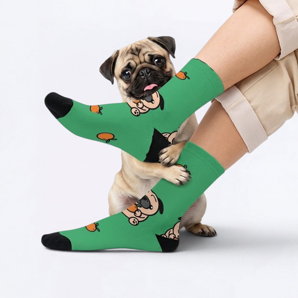 Roxy  - Funny Pug Socks | Unisex Crew Socks