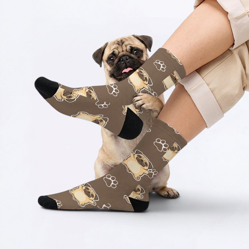 Boonie - Funny Pug Socks | Unisex Crew Socks