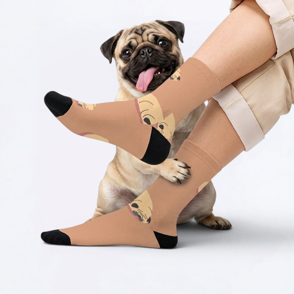 Bear - Funny Pug Socks | Unisex Crew Socks