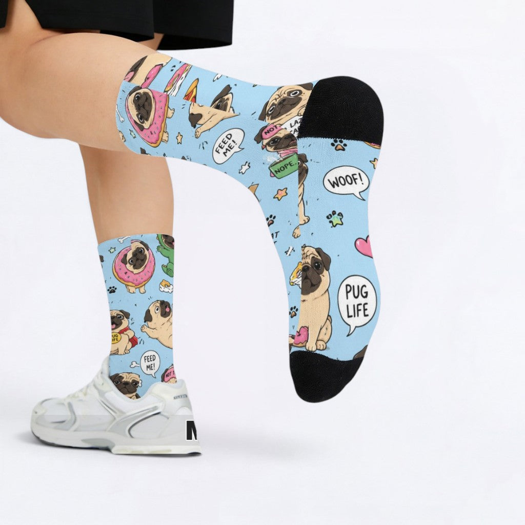 WILLOW - Funny Pug Socks | Unisex Crew Socks
