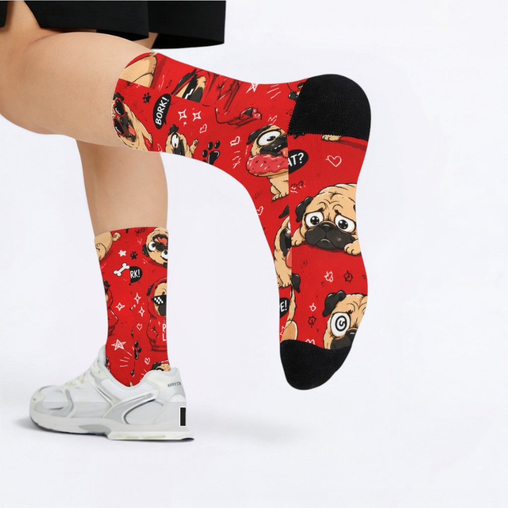 Apollo - Funny Pug Socks | Unisex Crew Socks