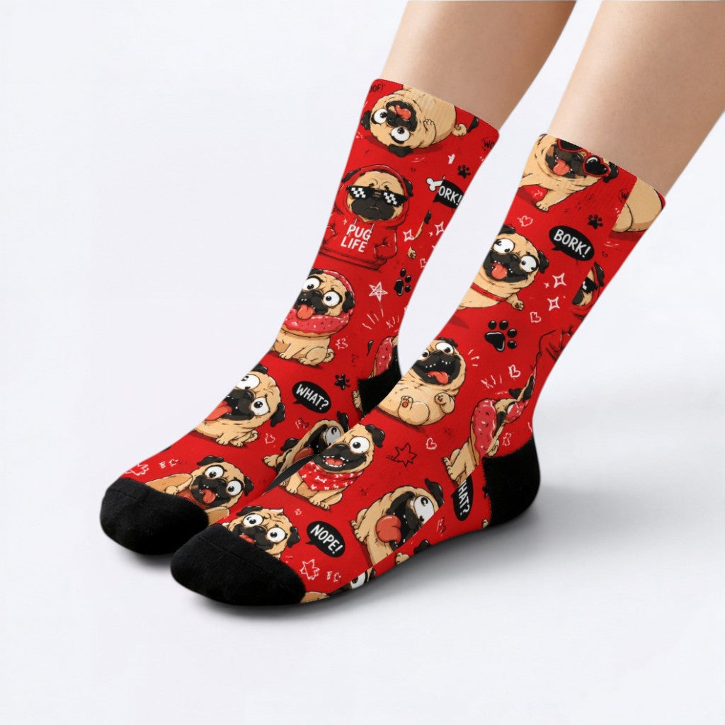 Apollo - Funny Pug Socks | Unisex Crew Socks