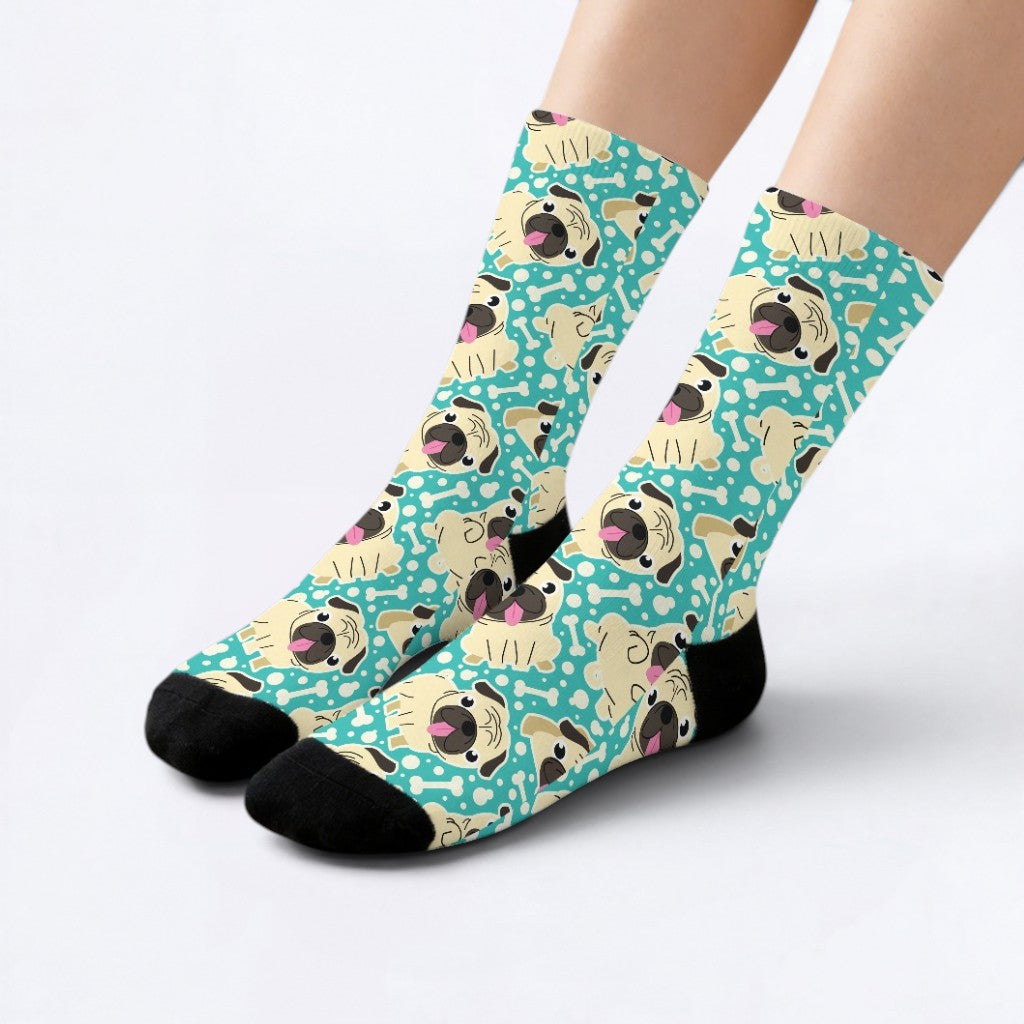 Atlas - Funny Pug Socks | Unisex Crew Socks