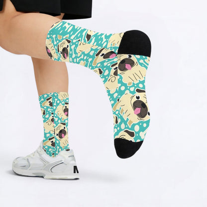 Atlas - Funny Pug Socks | Unisex Crew Socks