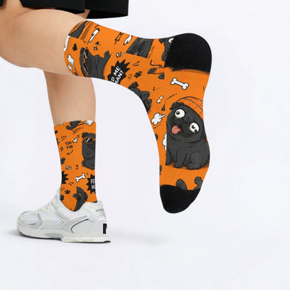 MAPLE  - Funny Pug Socks | Unisex Crew Socks