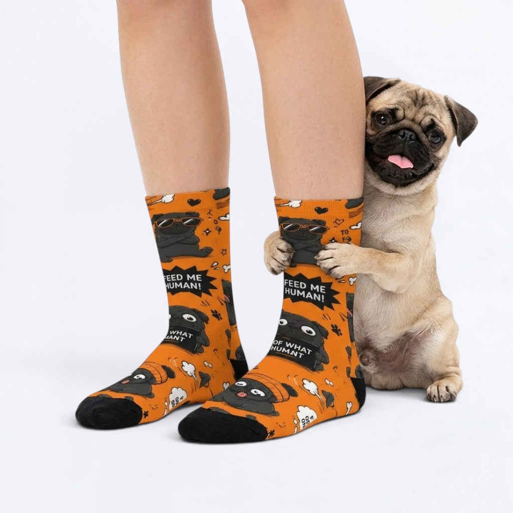 MAPLE  - Funny Pug Socks | Unisex Crew Socks