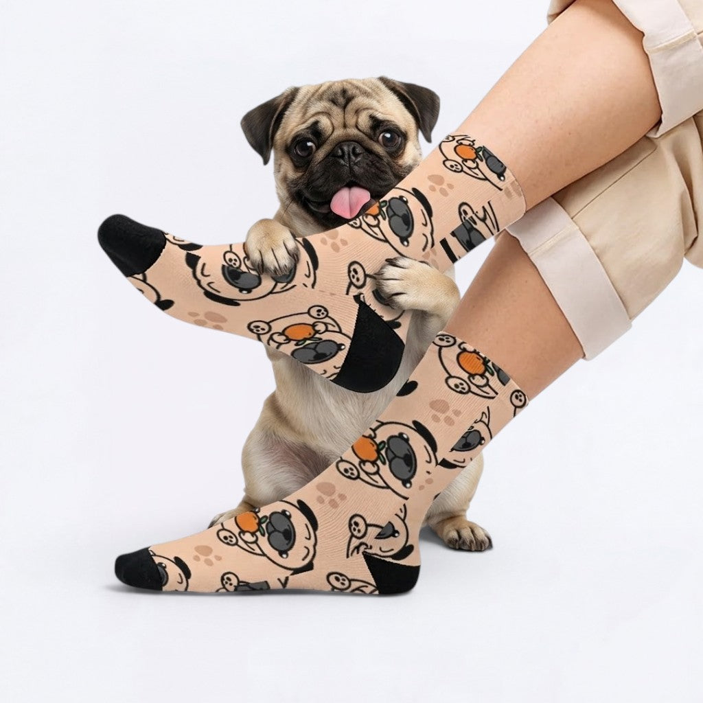 Millie - Funny Pug Socks | Unisex Crew Socks