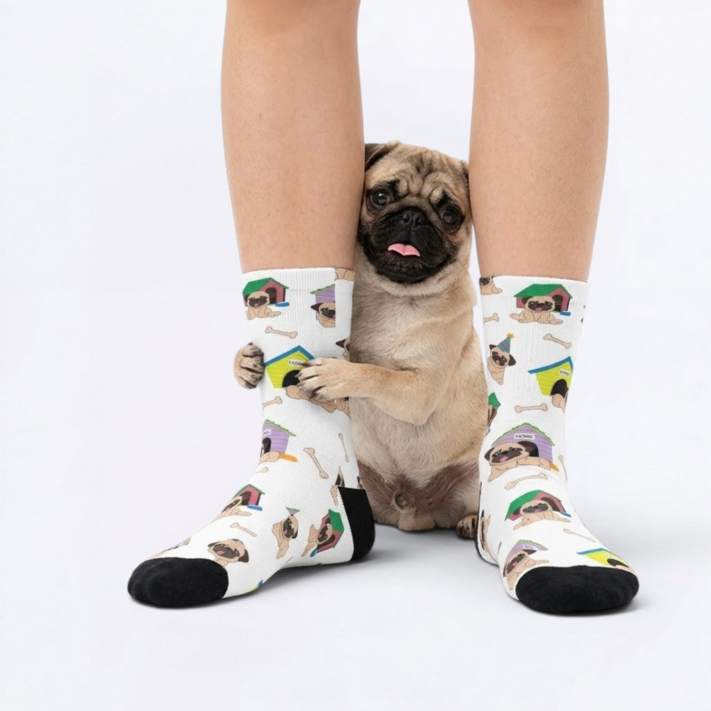 Olive  - Funny Pug Socks | Unisex Crew Socks