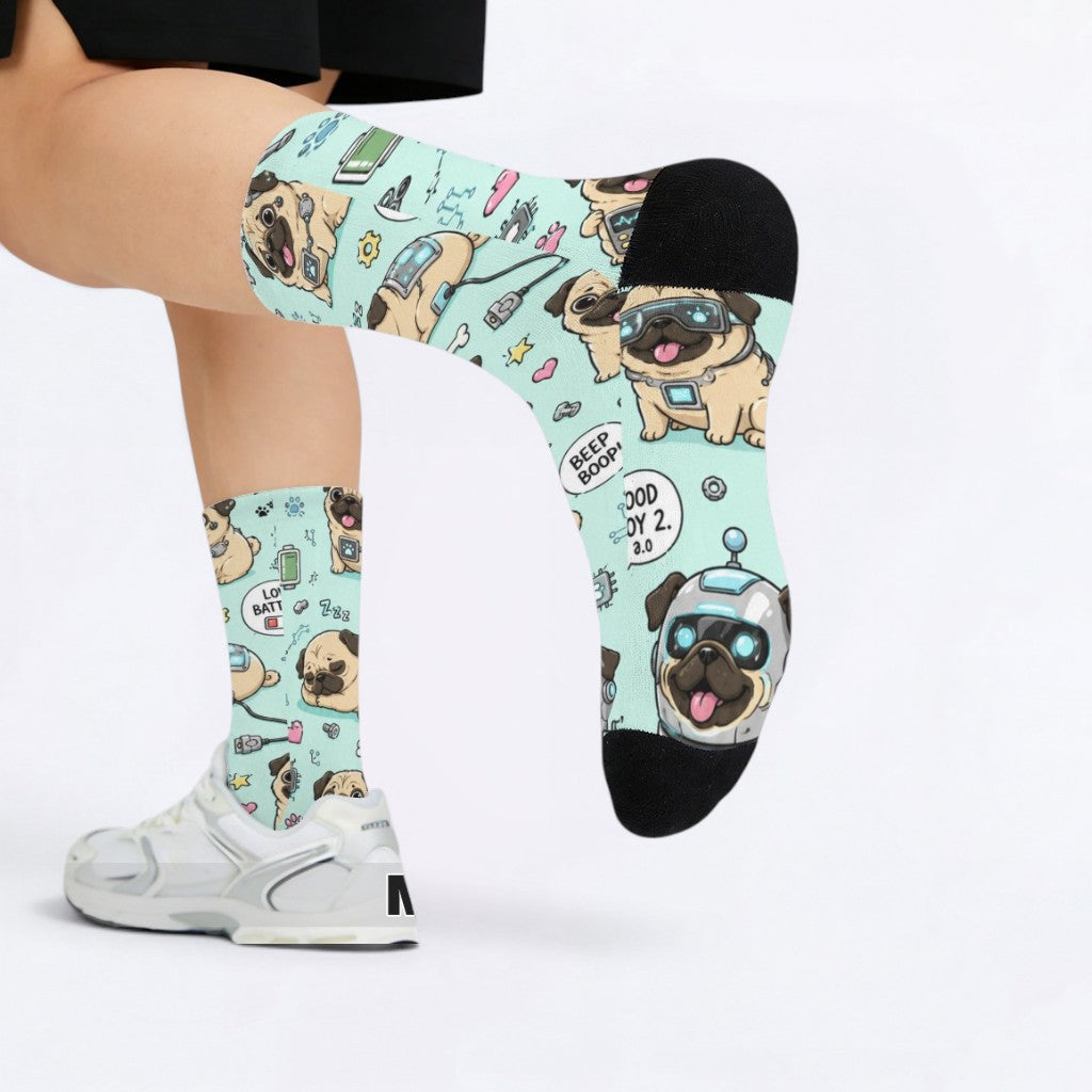 Freya  Funny Pug Socks | Unisex Crew Socks