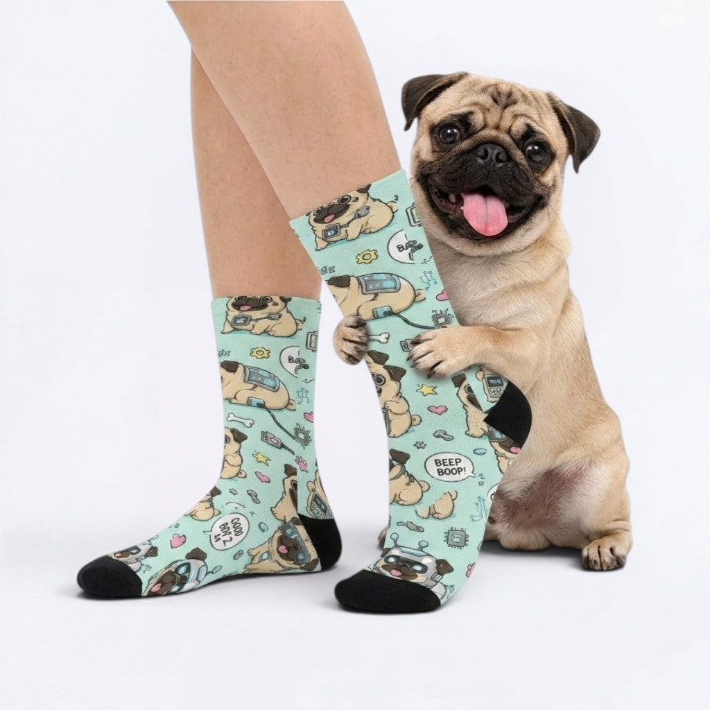 Freya  Funny Pug Socks | Unisex Crew Socks