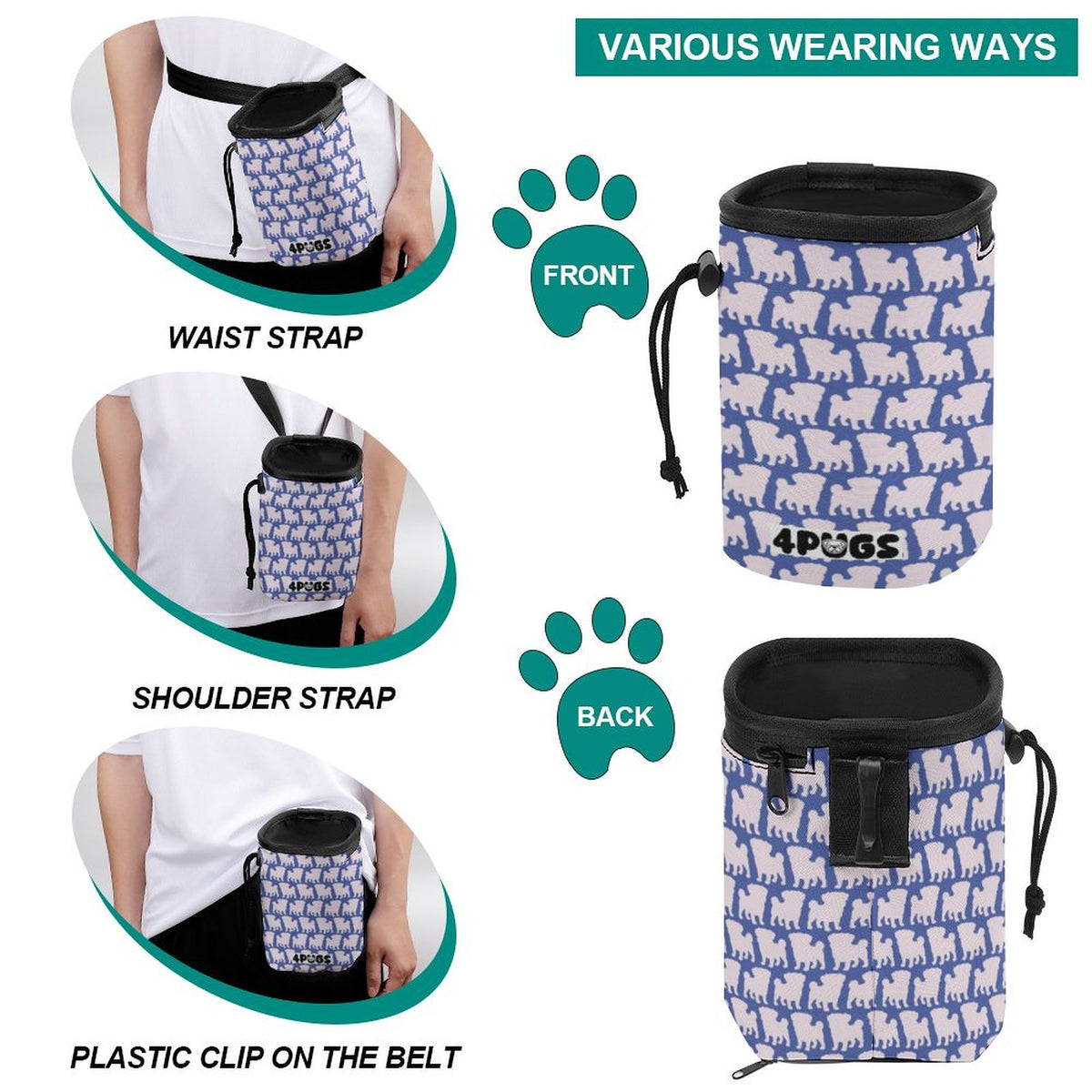 Appollo - Pug Treat Training Pouch | Portable Bait Bag with Waist Clip