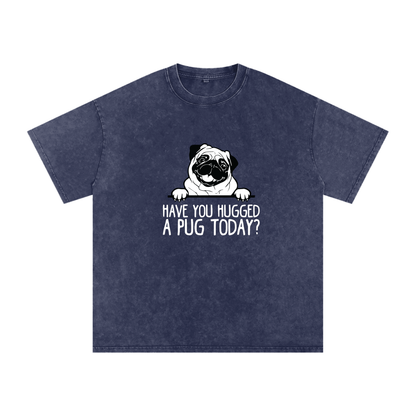 Blossom  - Snow Washed Pug T-Shirt – Oversized Heavyweight Cotton