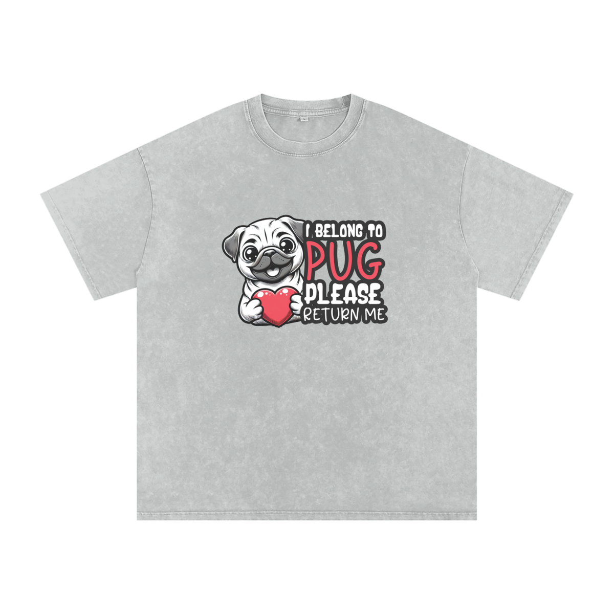 Skye  - Snow Washed Pug T-Shirt – Oversized Heavyweight Cotton