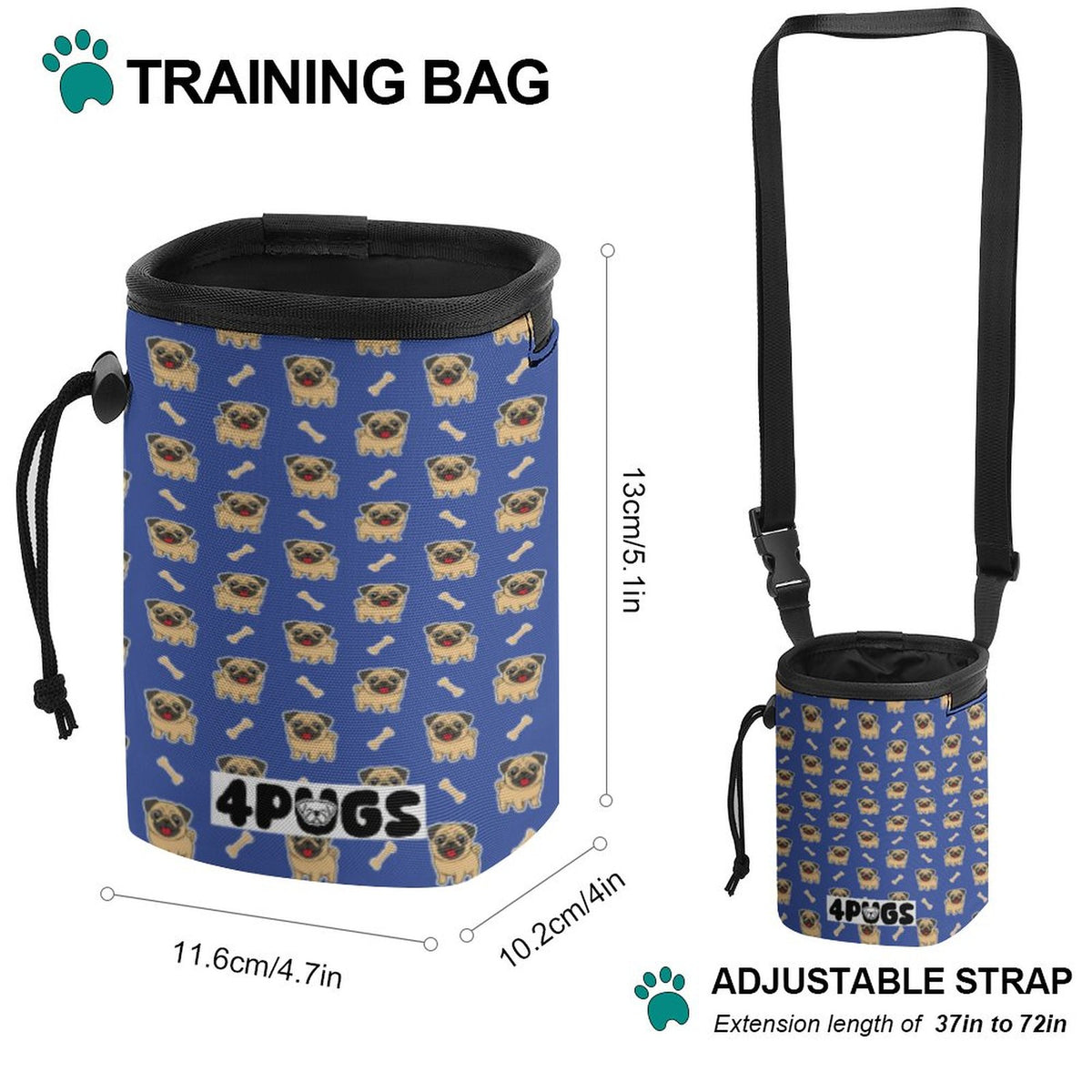 Pepper - Pug Treat Training Pouch | Portable Bait Bag with Waist Clip