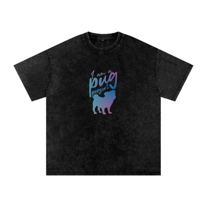 Hols - Snow Washed Pug T-Shirt – Oversized Heavyweight Cotton