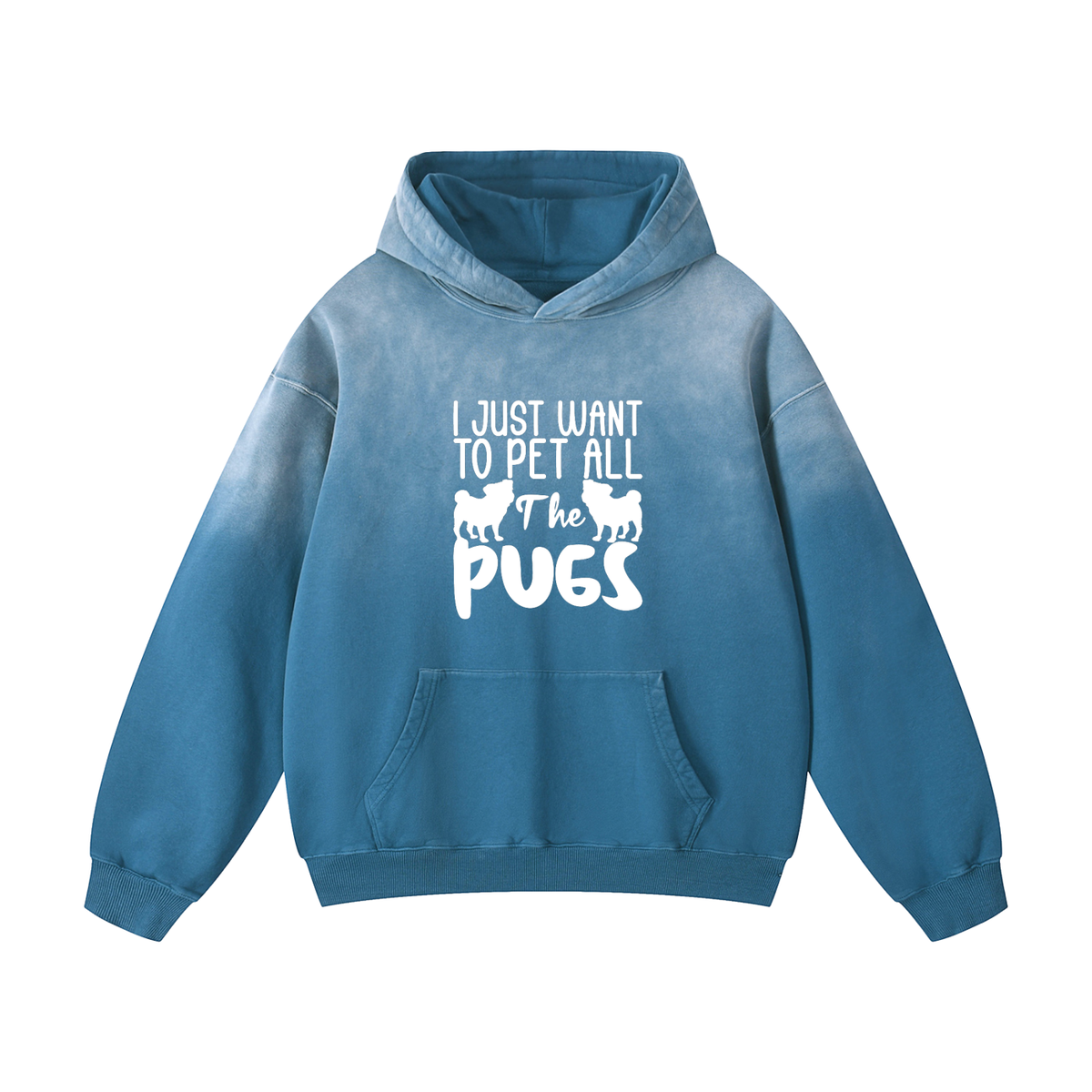 Mochi - Heavyweight Sunfade Pug Lover Hoodie – Oversized Streetwear Fit