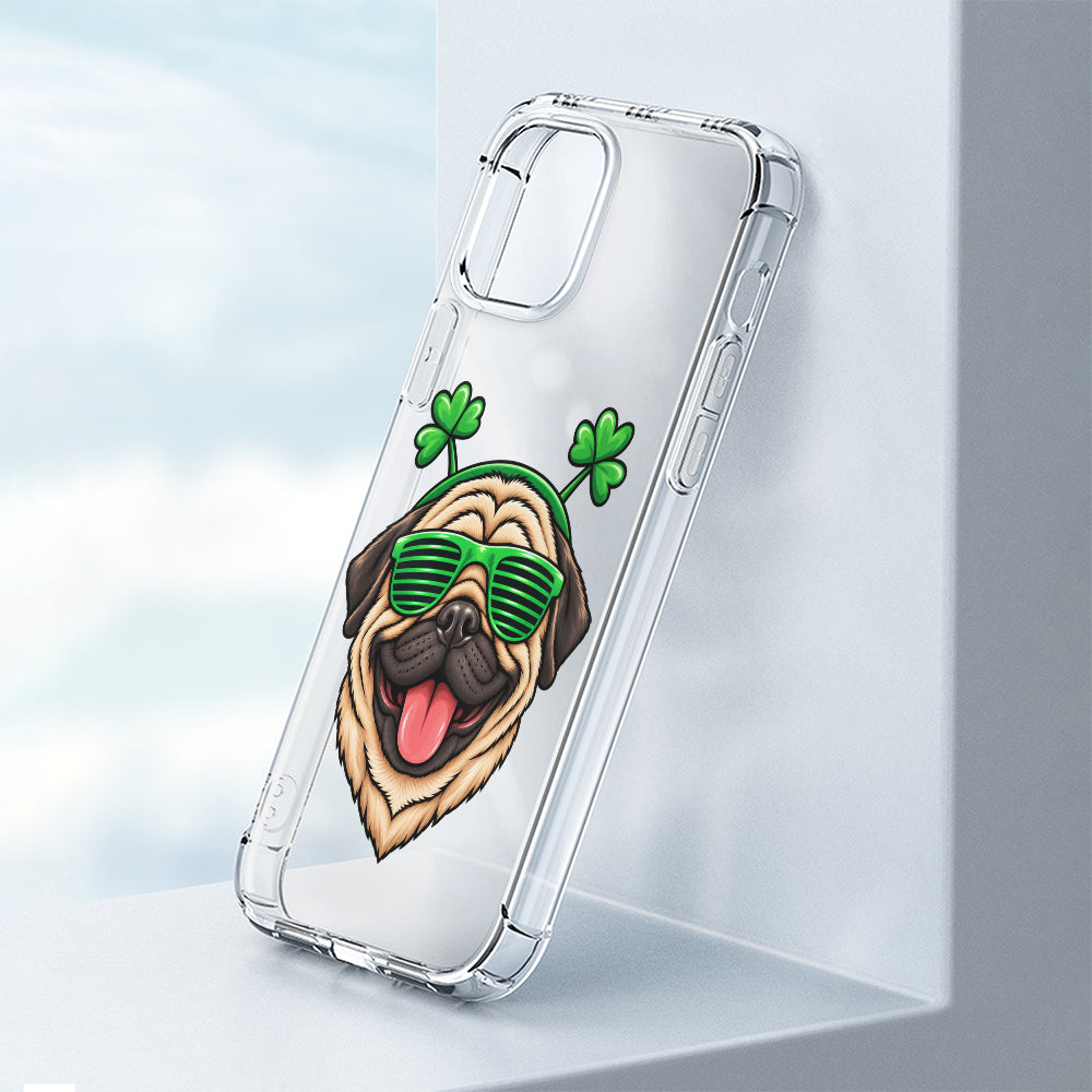Blue - Clear Silicone Pug Phone Case