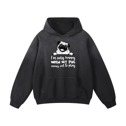 Roxy - Heavyweight Sunfade Pug Lover Hoodie – Oversized Streetwear Fit