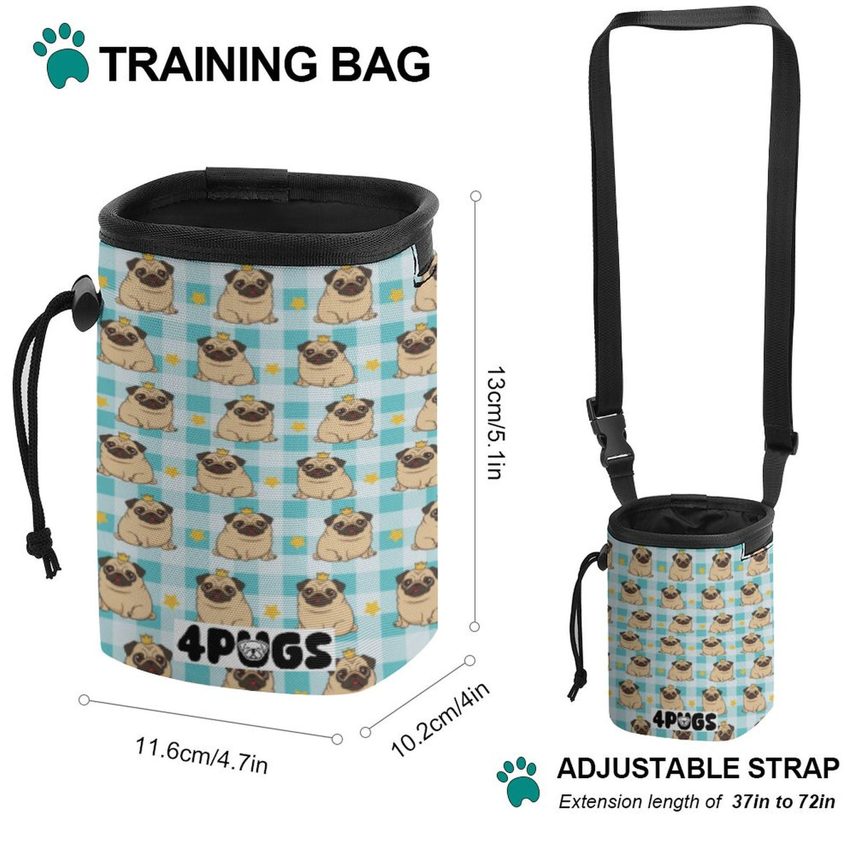 Roxy - Pug Treat Training Pouch | Portable Bait Bag with Waist Clip