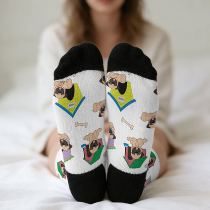 Olive  - Funny Pug Socks | Unisex Crew Socks