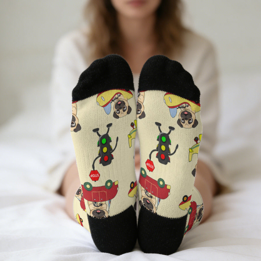 Bruno - Funny Pug Socks | Unisex Crew Socks