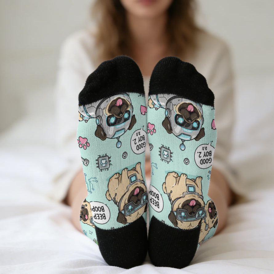 Freya  Funny Pug Socks | Unisex Crew Socks