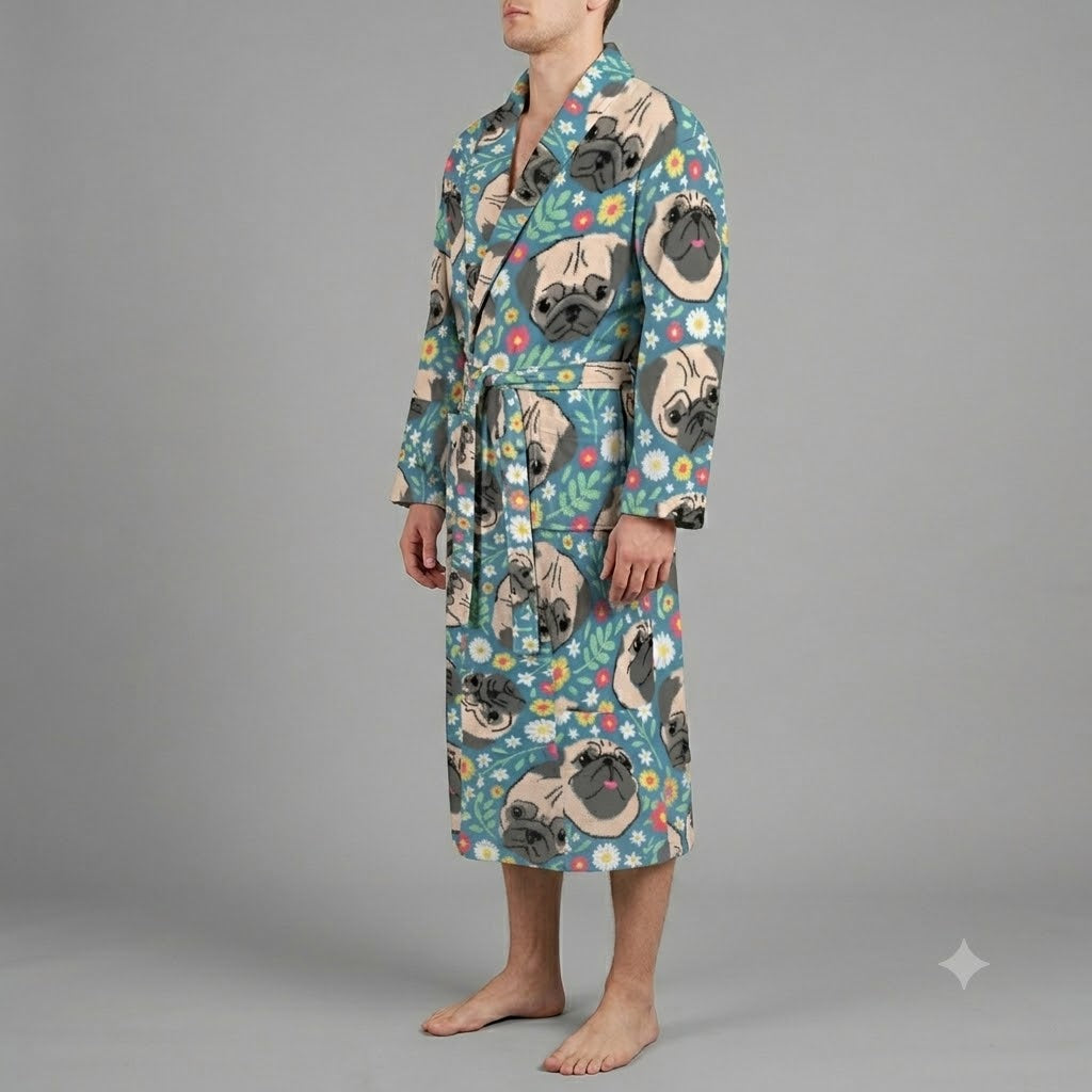 Tilly   - men's Bathrobe for Pug  lovers