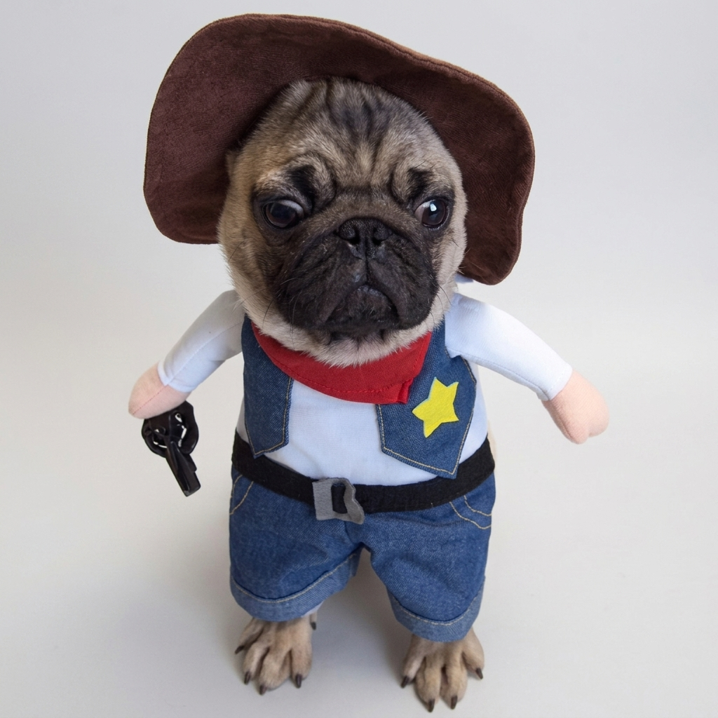 pug cowboy halloween costume
