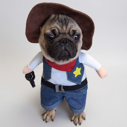 pug cowboy halloween costume