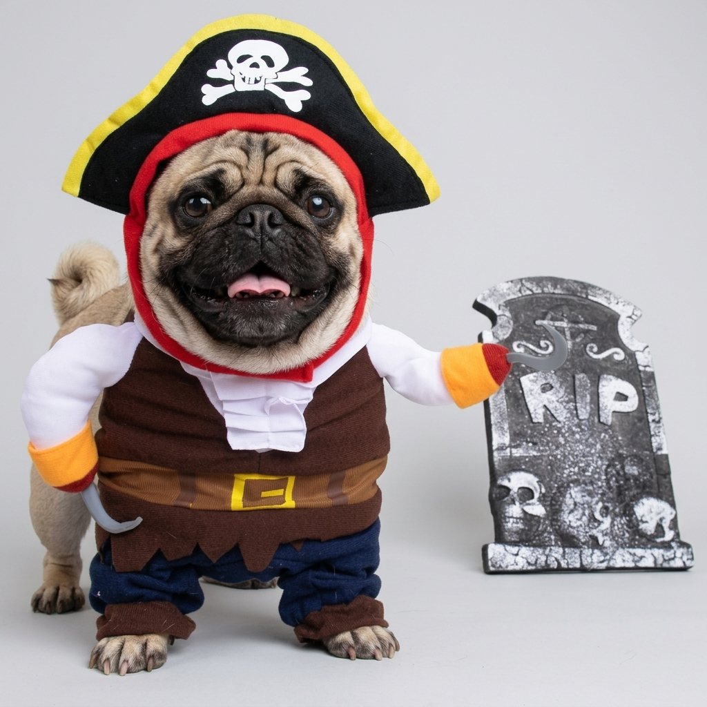 pug pirate halloween costume
