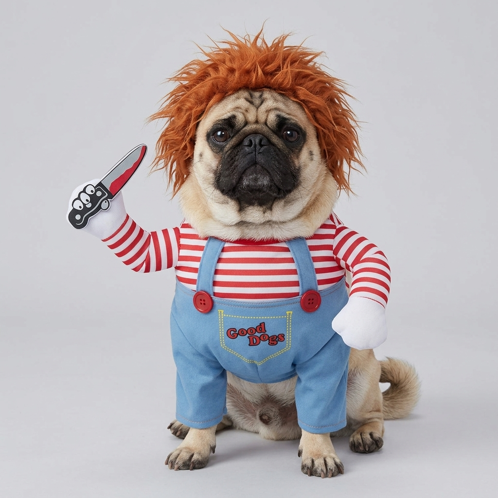 scary pug costume with wig