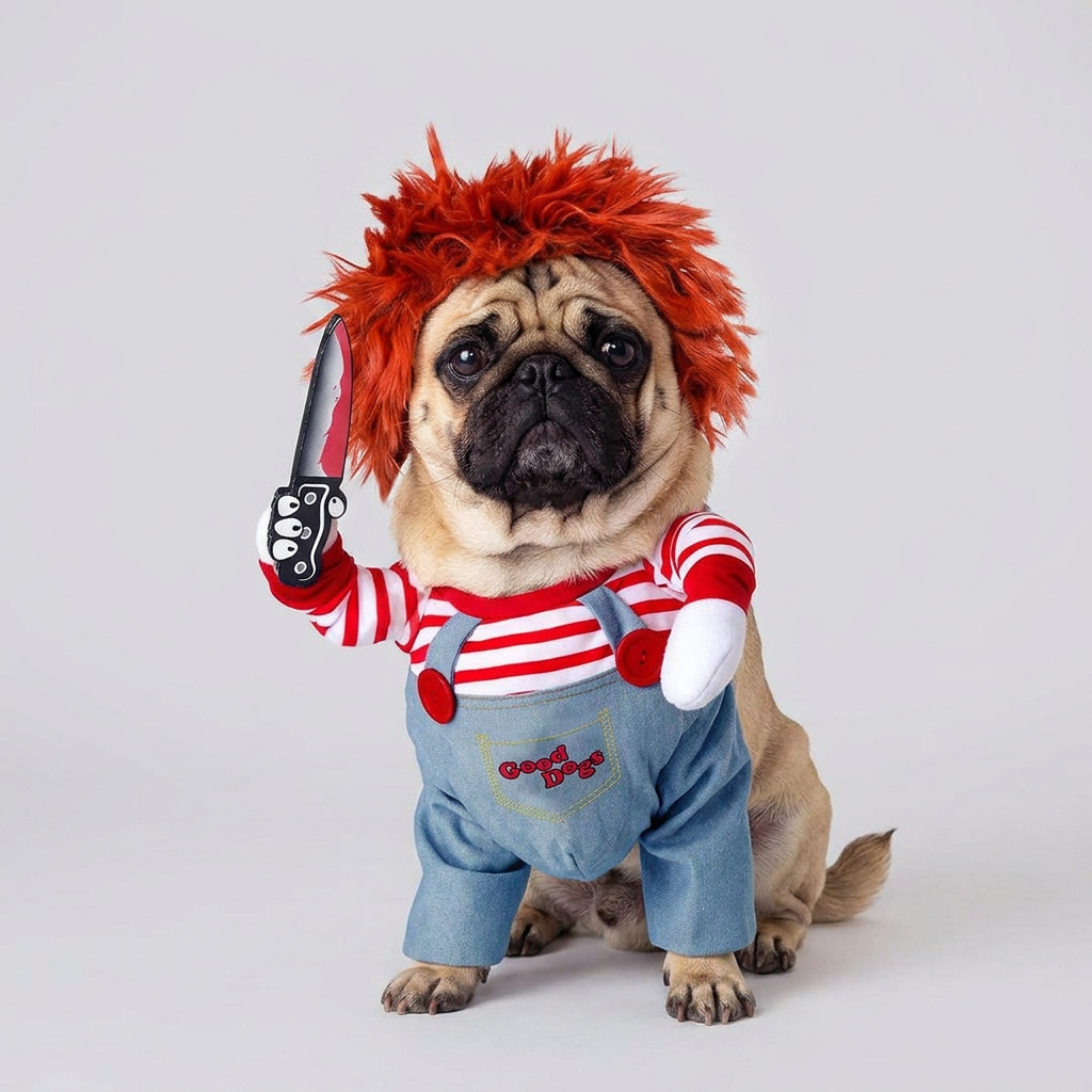 scary pug costume with wig