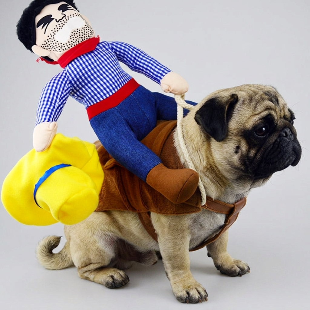 pug in cowboy outfit