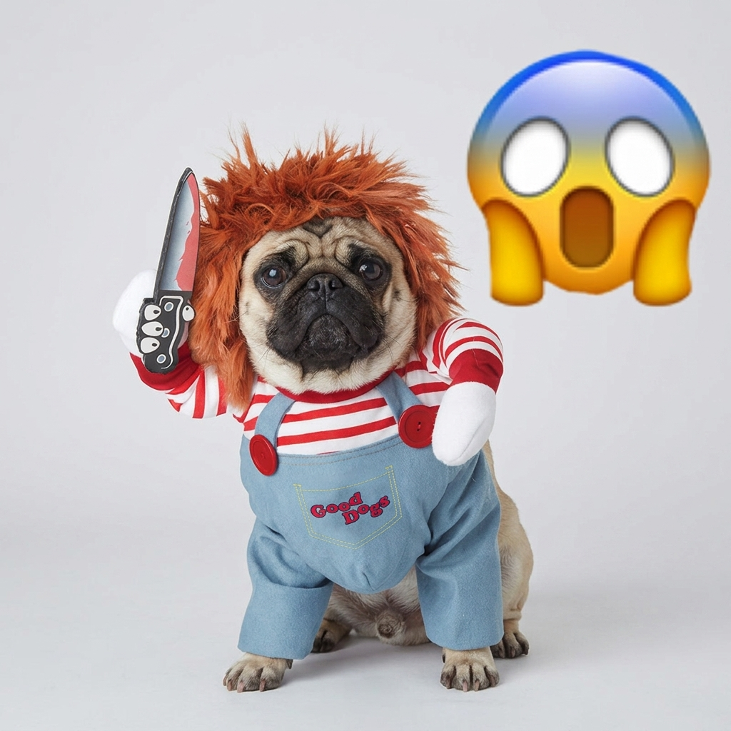 pug halloween costume striped shirt