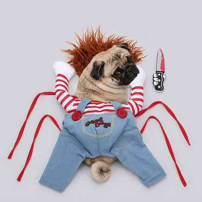 pug halloween costume striped shirt