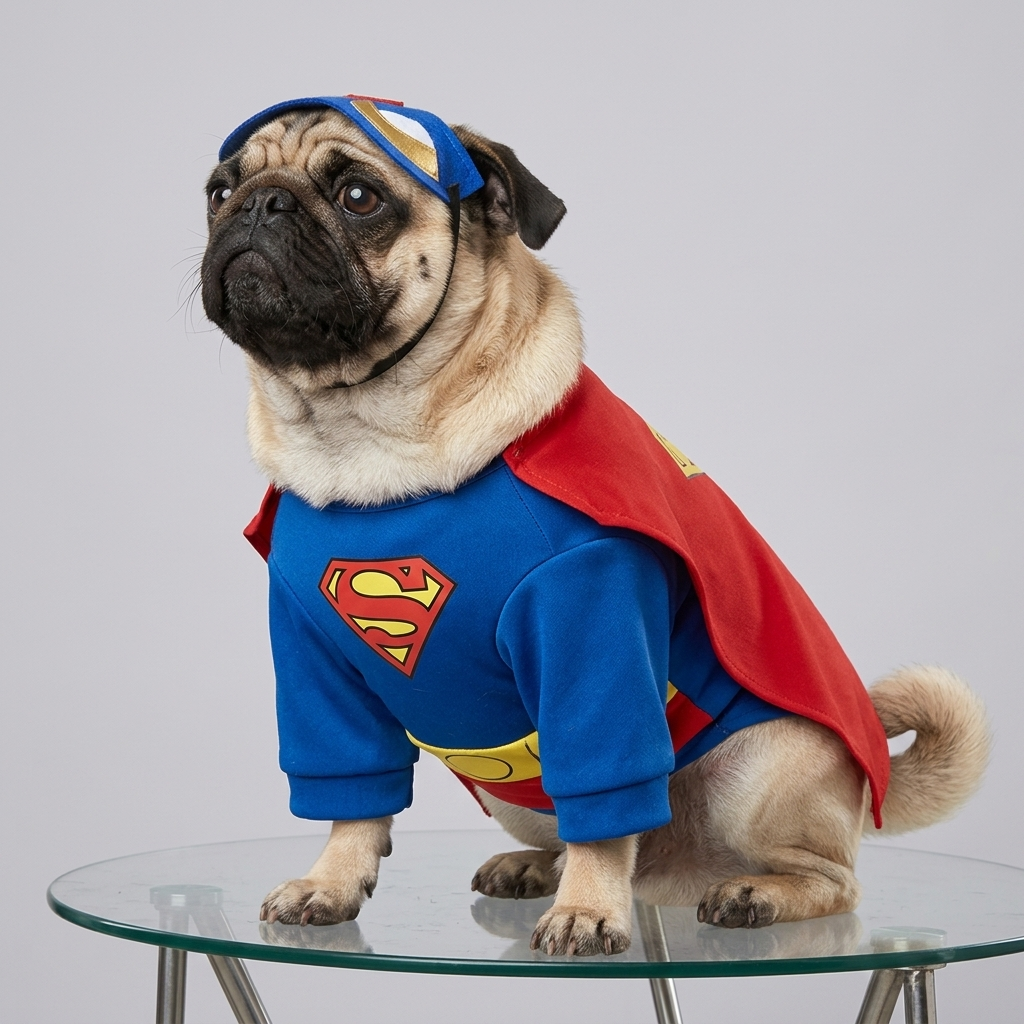 pug superhero cosplay outfit