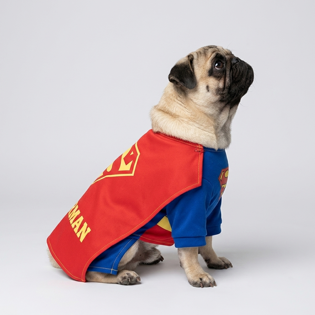 superpug caped superhero costume