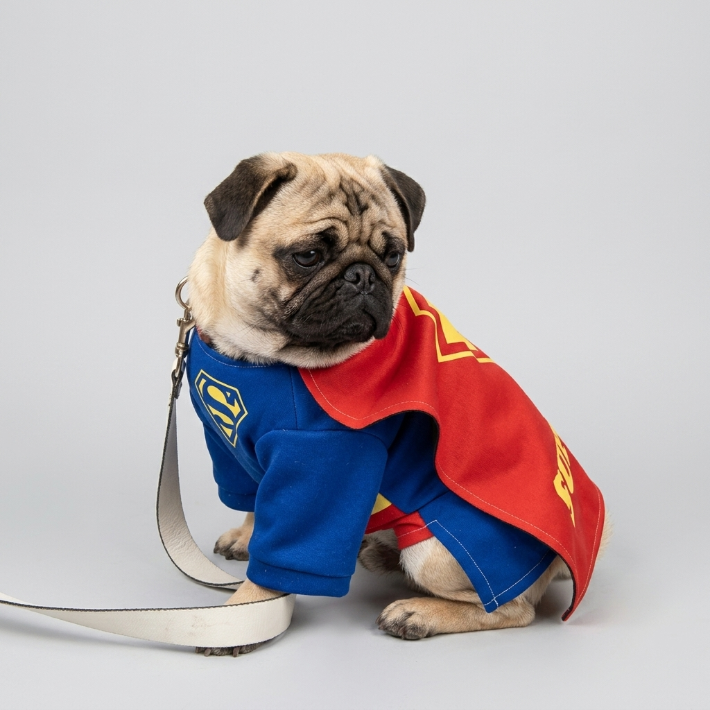 superpug caped superhero costume
