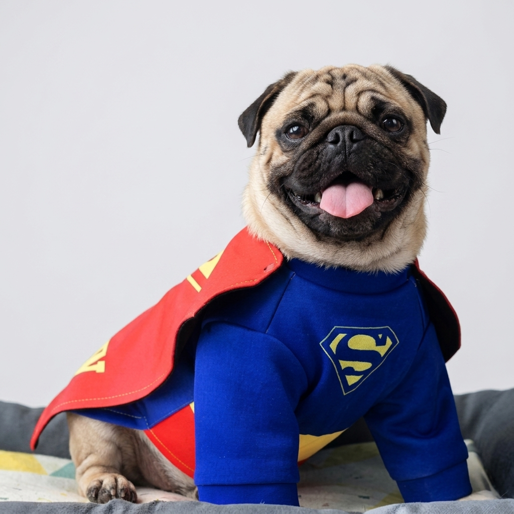 pug in cape costume