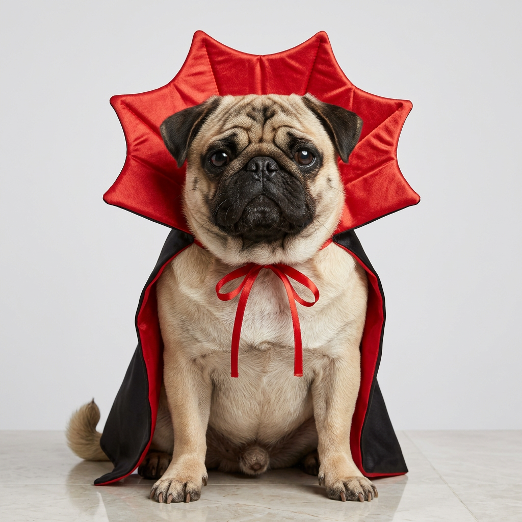 pug halloween cloak collar detail