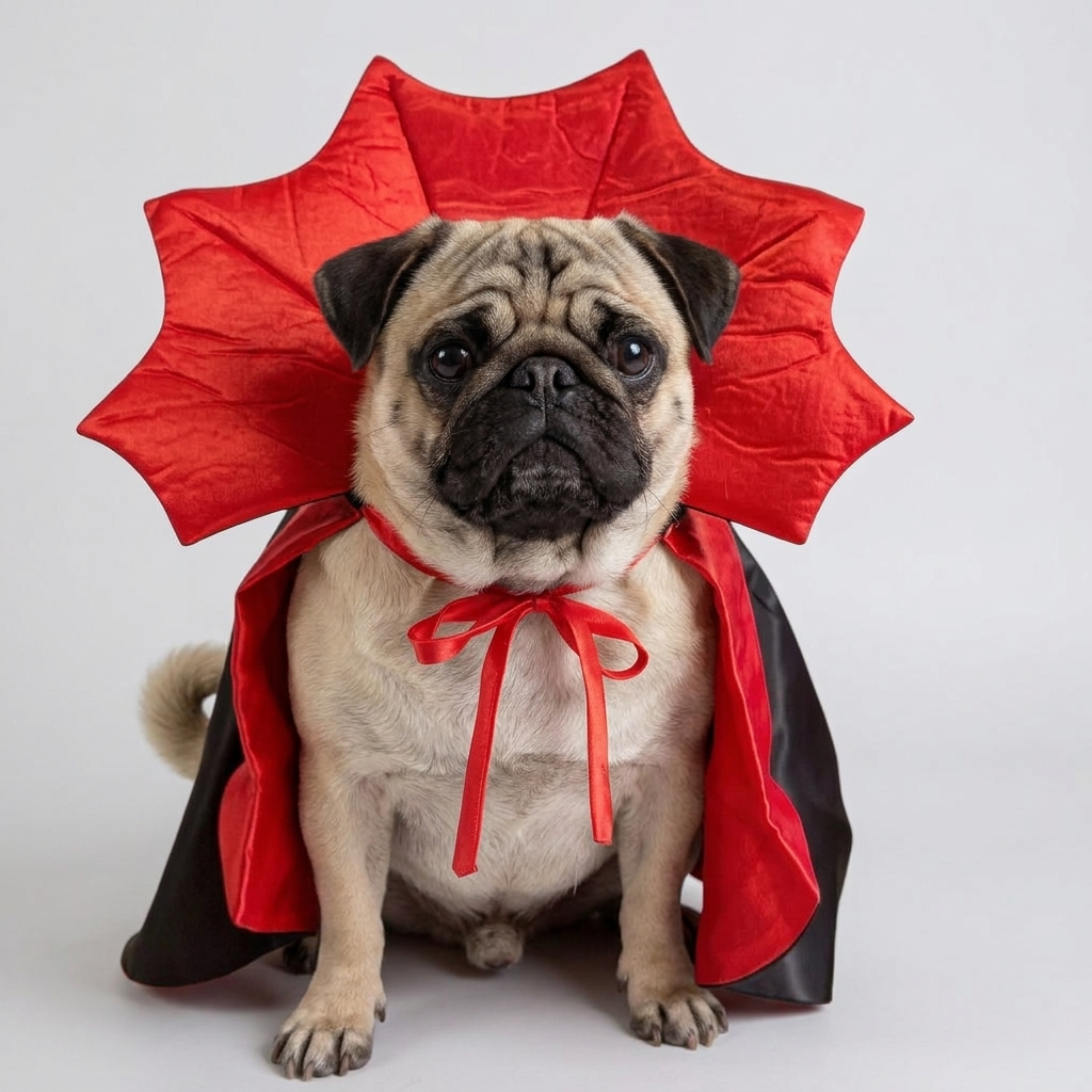pug vampire cloak costume