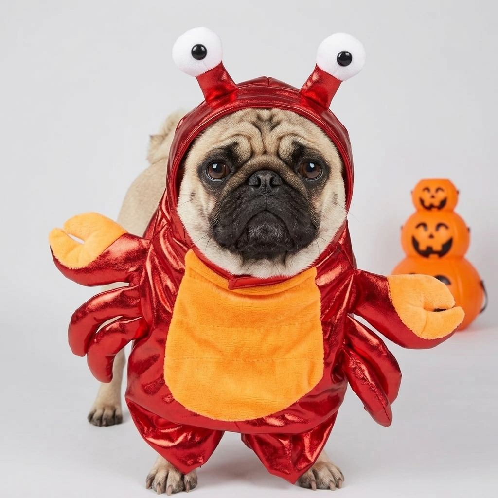 pug red crab costume