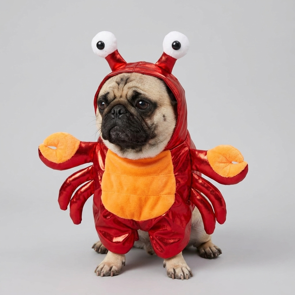 funny pug halloween outfit crab