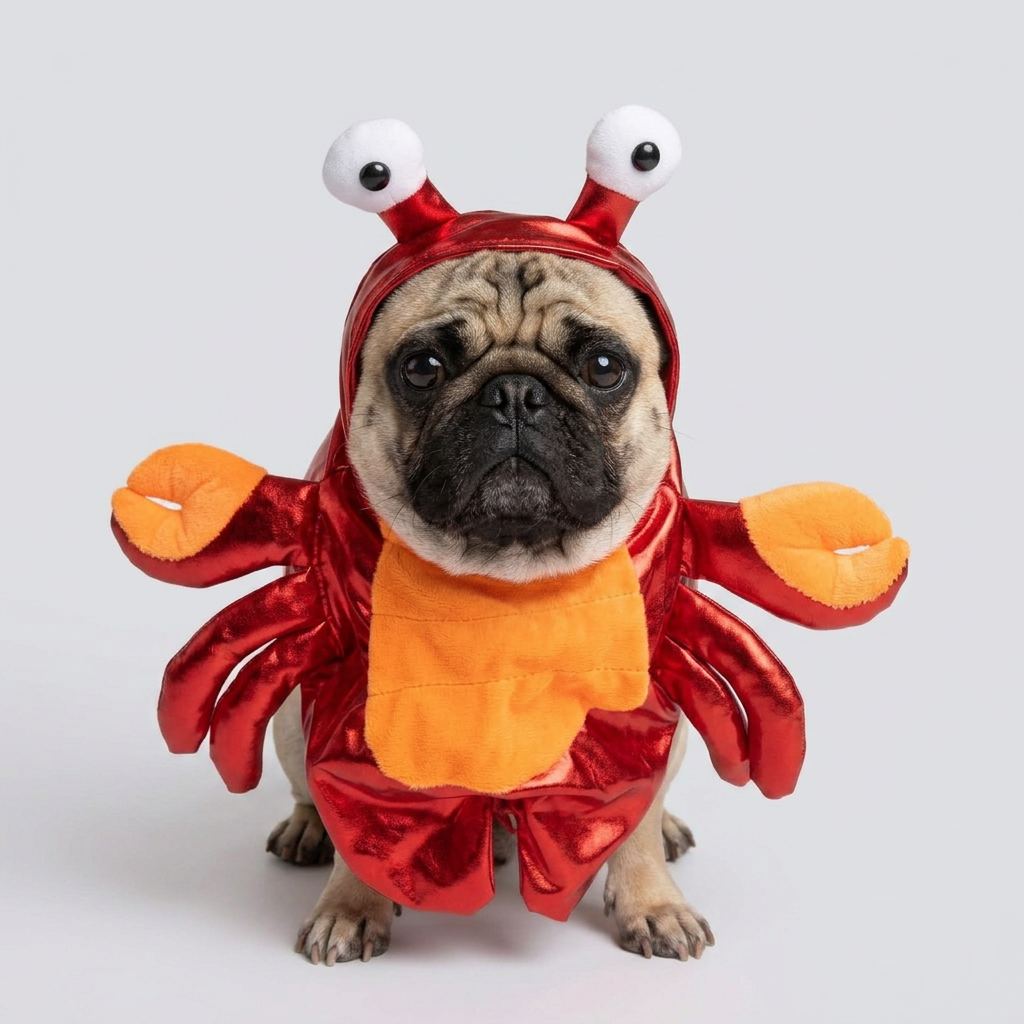 funny pug halloween outfit crab