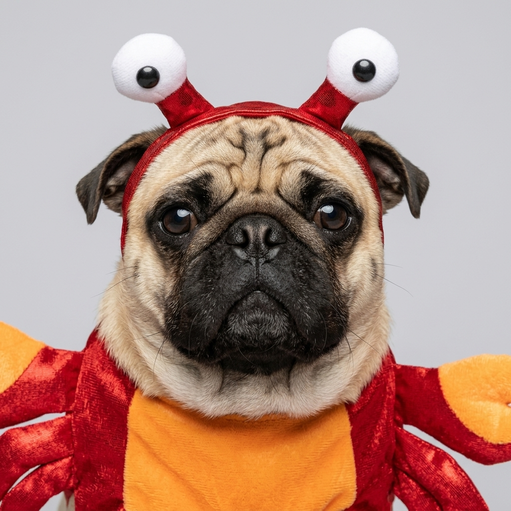 pug crab costume claw detail