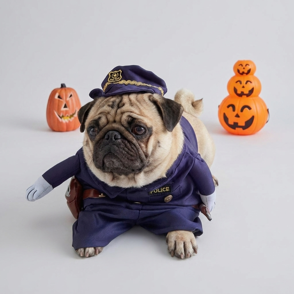 pug police officer halloween outfit