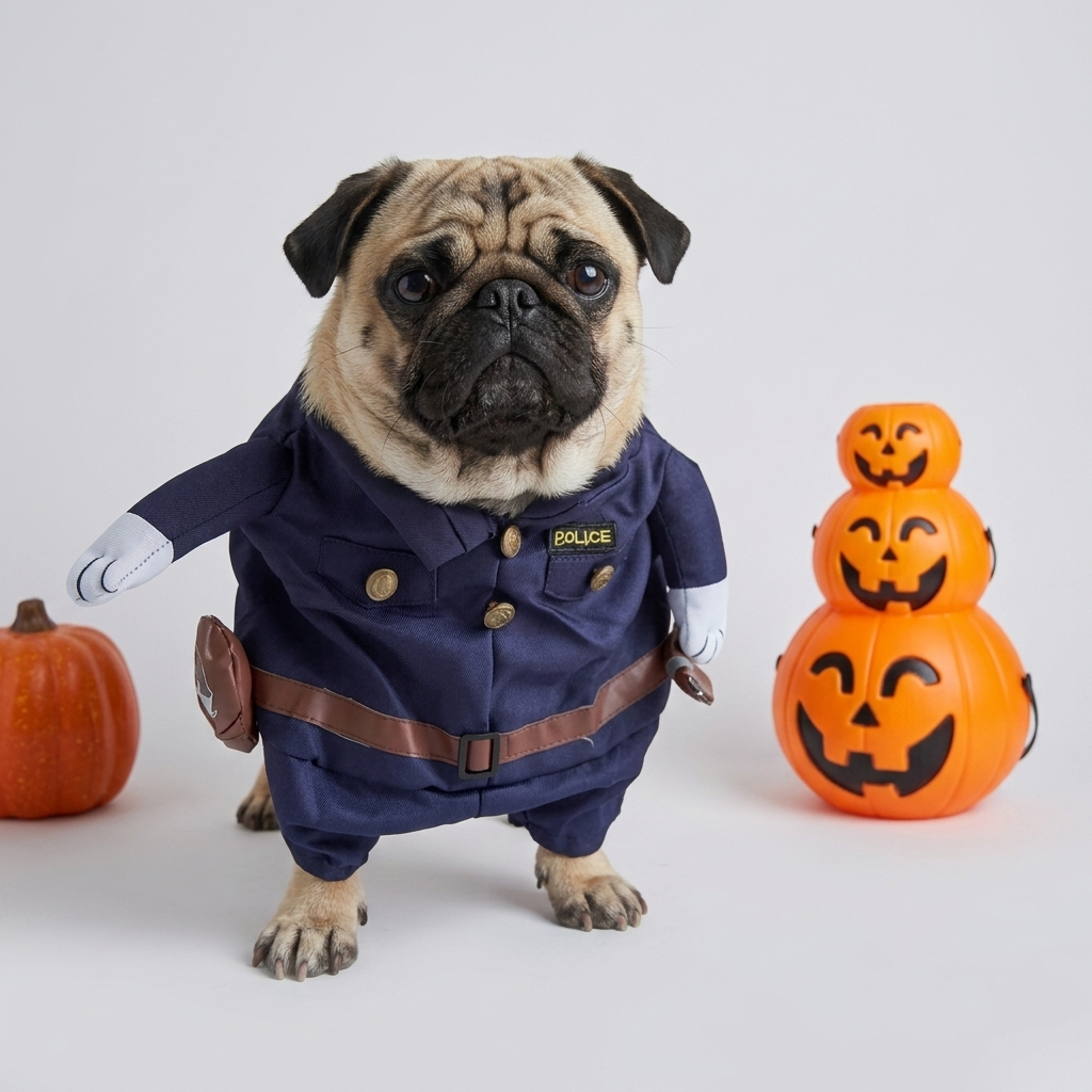 pug halloween costume stuffed arms