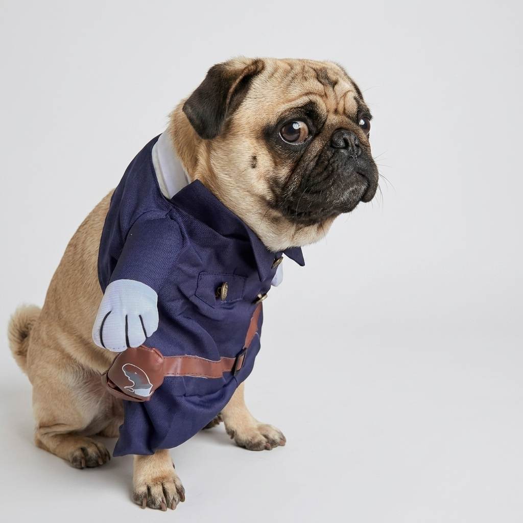 pug costume with foam knife prop